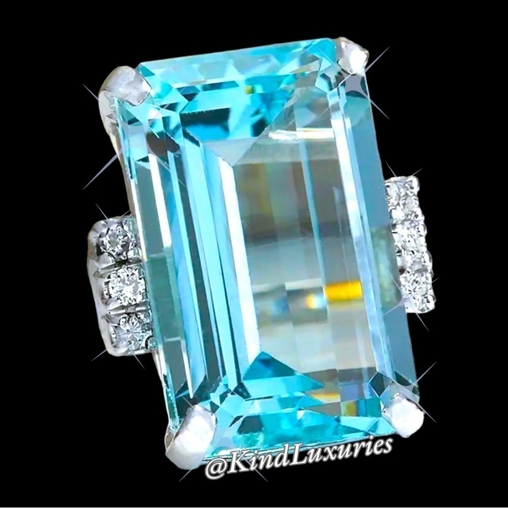 💎142💎 7 CT S925 New Aquamarine Gemstone Ring Carat